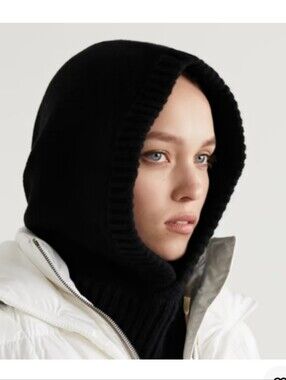 NWT Bogner Berny Appliquéd Wool and Cashmere-blend Balaclava Hood Black